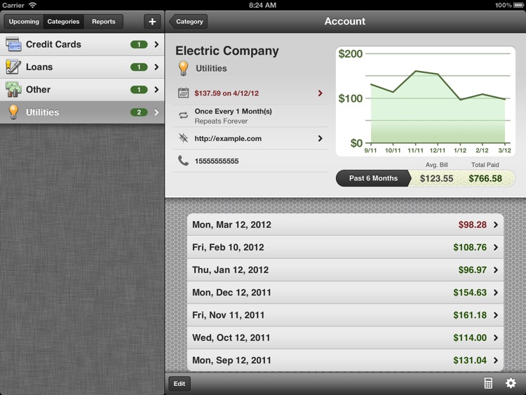 BillMinder for iPad - Bill Reminder and Organizer