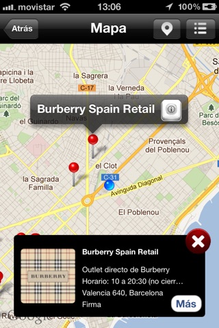 Outlets shops map screenshot 2