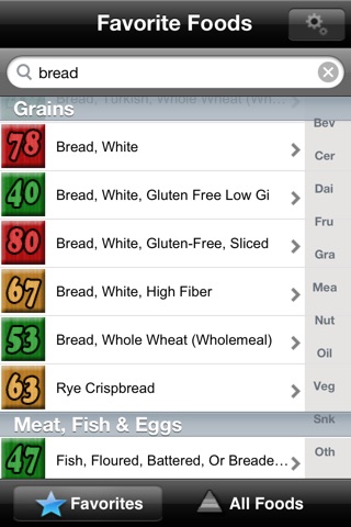 A Low GI Diet - Glycemic Index Search Screenshot 1