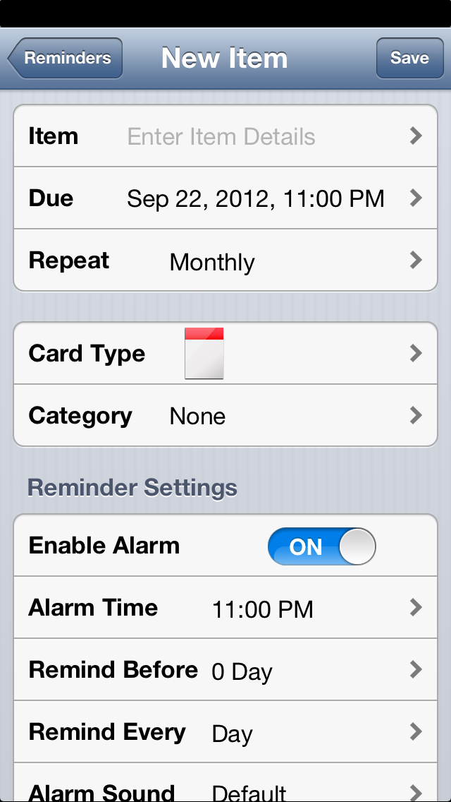 Reminder App screenshot