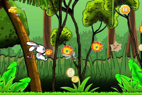 Bunny Jungle Jump & Fire Throw - Jumping Rabbit & Flying Burning Ball FREE FUN screenshot 2