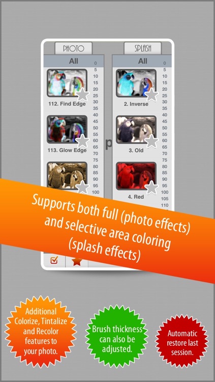 Photo Splash FX - editor with multiple color stroke to splash, colorize, recolor and share on instagram, Facebook & dropbox