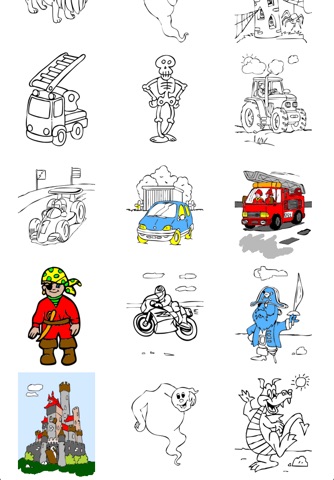 Coloriages pour les garçons pour iPhone et iPod avec des crayons de couleurs - 36 dessins à colorier avec des dragons, des pirates, des voitures, et plus - HD screenshot 2