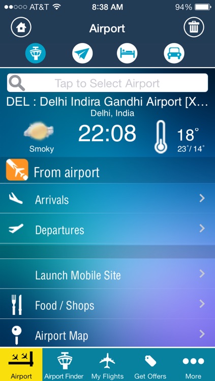 Delhi Airport + Flight Tracker Premium DEL go air Jet Spicejet indigo India airways