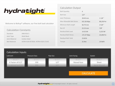 BoltUp® Bolt Load Calculator screenshot 2