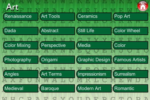 Word Search Game (The Arts) screenshot 2