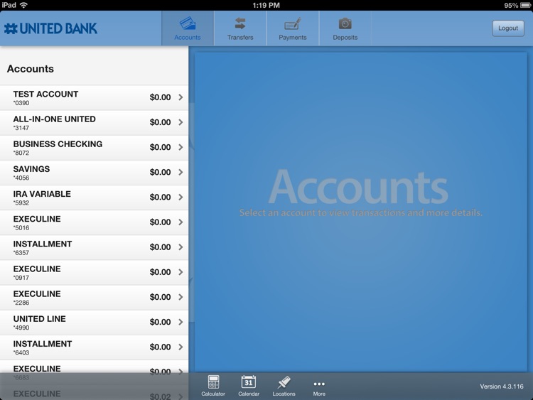 United Bank of Michigan Mobile Banking for iPad