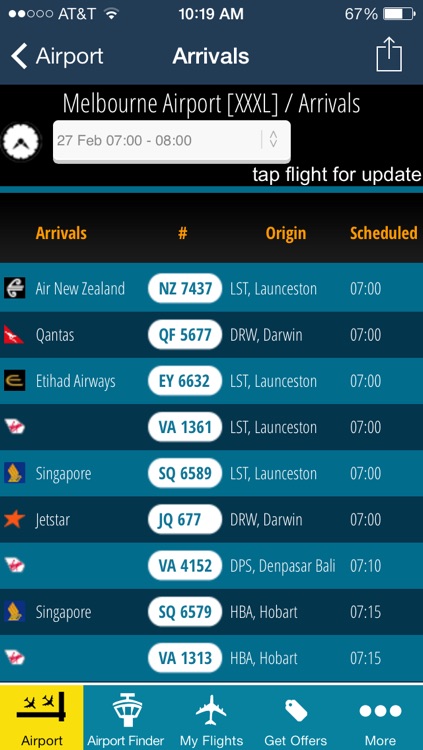 Melbourne Airport - Flight Tracker