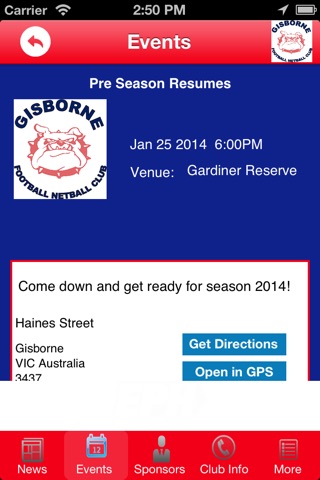 Gisborne Football Netball Club and Gisborne Rookies Junior Football Club screenshot 4