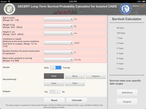 ASCERT Long-Term Survival Probability Calculator for Isolated CABG screenshot 3