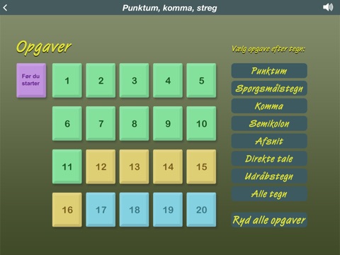 Punktum, komma, streg - grundlæggende grammatikopgaver screenshot 3