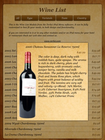Wine List Menu screenshot 3