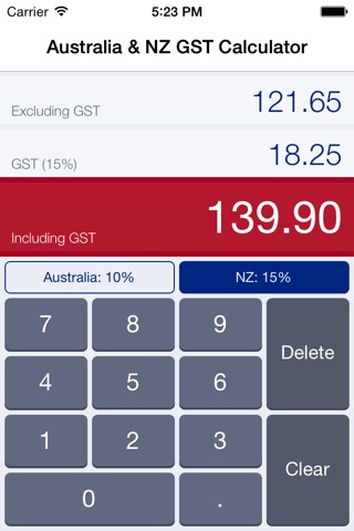 Australia & NZ GST Calculator - easy calculations of Australian and New Zealand Goods and Services Tax screenshot 4