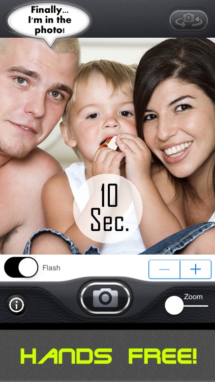Selfie cam with outo self timer camera - Automatic shutter release plus camera zoom control