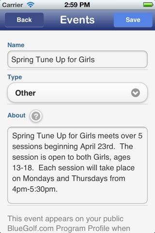 BlueGolf Events Pro screenshot 3