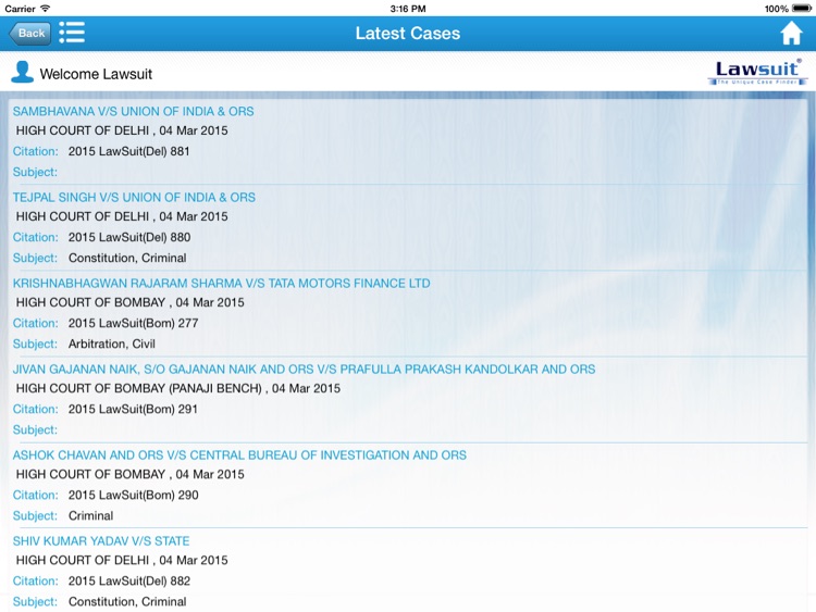 Lawsuit The Unique Case Finder for "iPad" screenshot-4