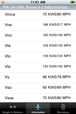 PA-34-200 Seneca I Weight and Balance Calculator screenshot 4