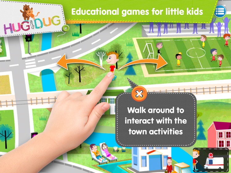 Little Town Explorer - HugDug educational activity game for little kids.