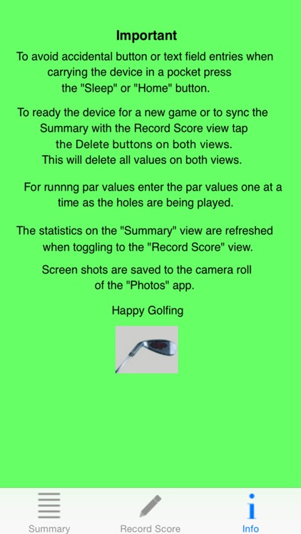 Duffer's Golf Score Card