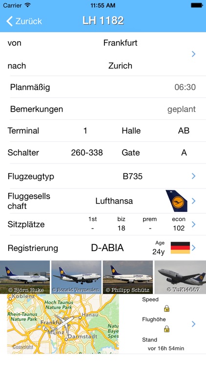 Flughafen DE Airport  iPlane Fluginformationen