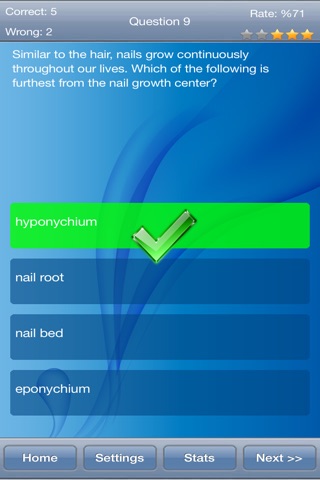 Human Biology : Integumentary System Quiz screenshot 2