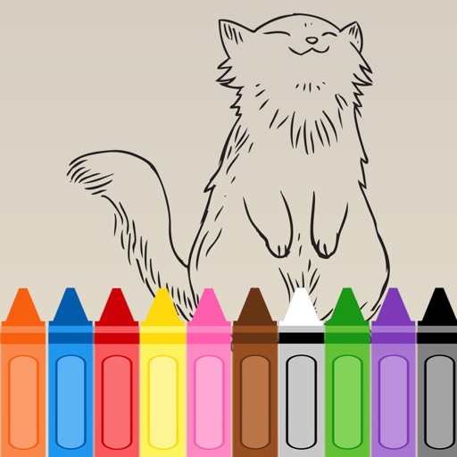 Free Kids Coloring Book - Sketch Cute Cat Learning for Fun Icon