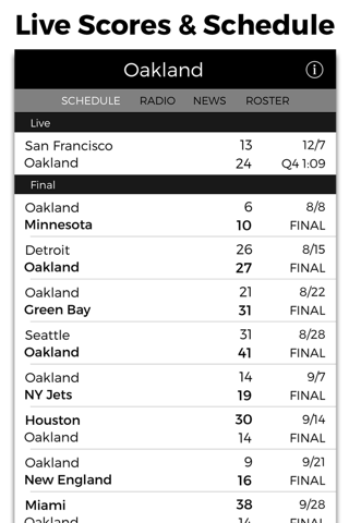 Oakland Football Radio & Live Scores screenshot 3