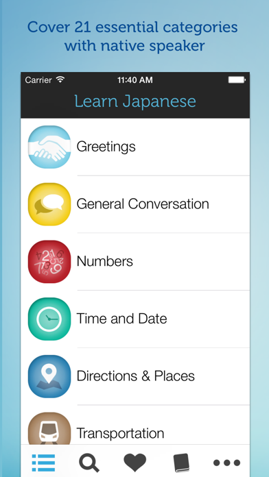 Learn Japanese HD - Offline native audio phrasebook for travel, live & study in Japan Screenshot 1