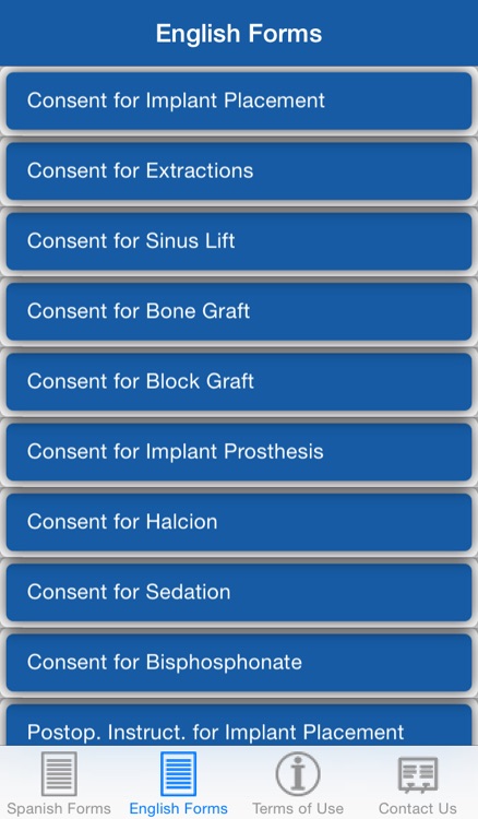 Implant Consents: Spanish & English