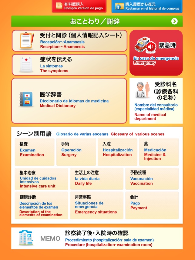 Medi Pass  Español・Inglés・Japonés　Dictionario de idiomas de (圖2)-速報App