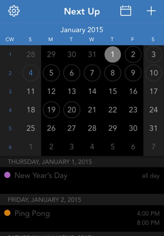 Next Up Calendar screenshot 2