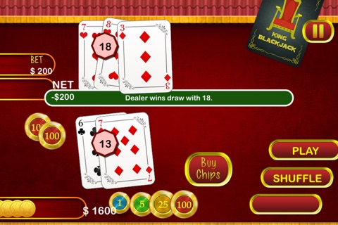 American BlackJack Casino King - Grand Vegas chips betting table screenshot 3