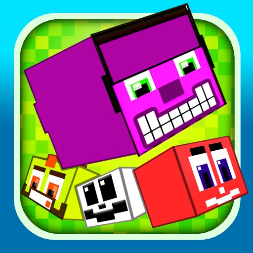 Funny Pixel Faces on Blocks Match 3 Puzzle Game