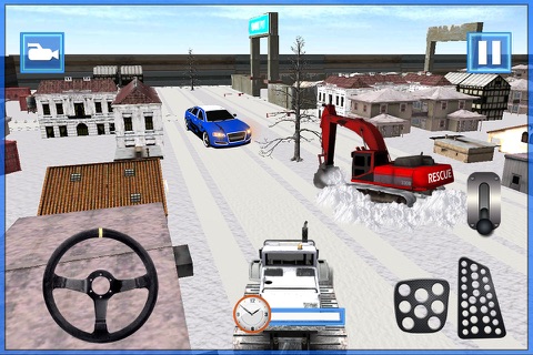 Snow Plow Excavator Sim 3D - Heavy Truck & Crane Rescue Operation for Road Cleaning screenshot 4