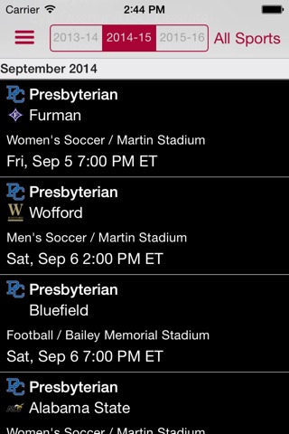 Presbyterian College Athletics screenshot 2