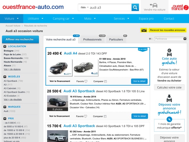 ouest france auto | annonces voiture occasion & cote gratuite dans l