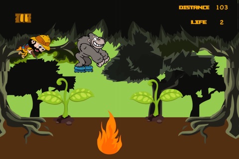Run Fast Gorilla Run - Rollerblades Rider Dash Adventure FREE screenshot 2