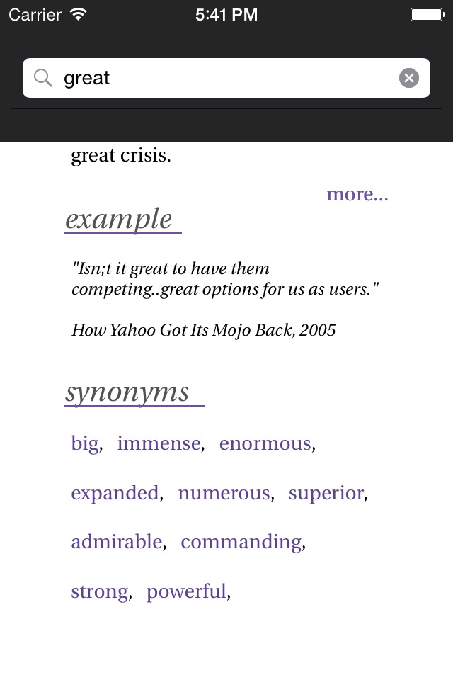 Just Words dictionary and thesaurus screenshot 2