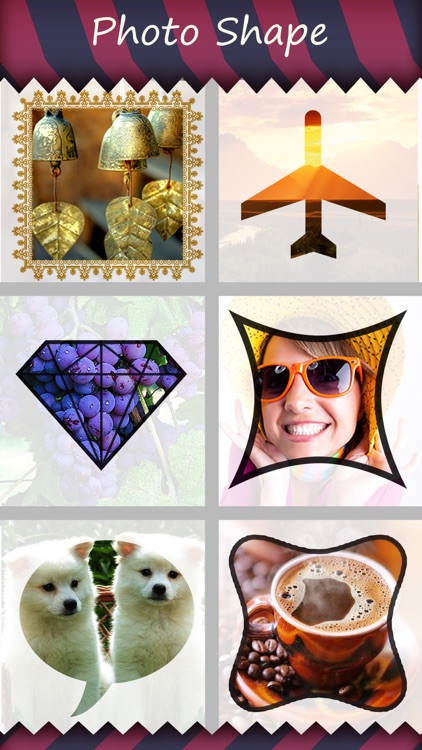 PicShape - Shape your photos using lots of predefined style and share pics "for Instagram, Dropbox, Email "