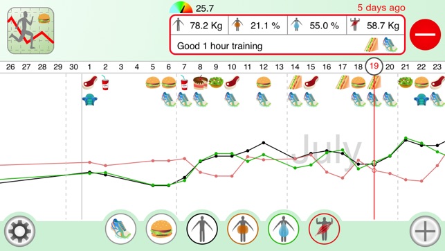 Body Graph - weight, fat, water & muscle