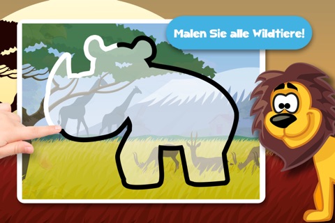 Kids Puzzle Teach me Tracing & Counting with Wild Animals Cartoon: Draw your own giraffe, zebra, hippo and lion and learn all about the safari screenshot 4