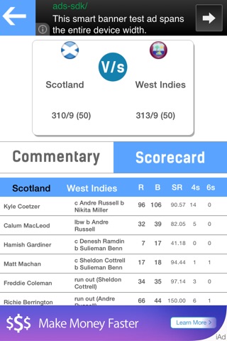 Cricket Worldrcup 2015 Live Scorecard screenshot 3