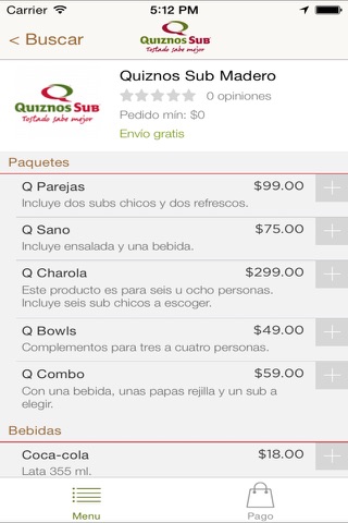 Quiznos Sub a Domicilio screenshot 3