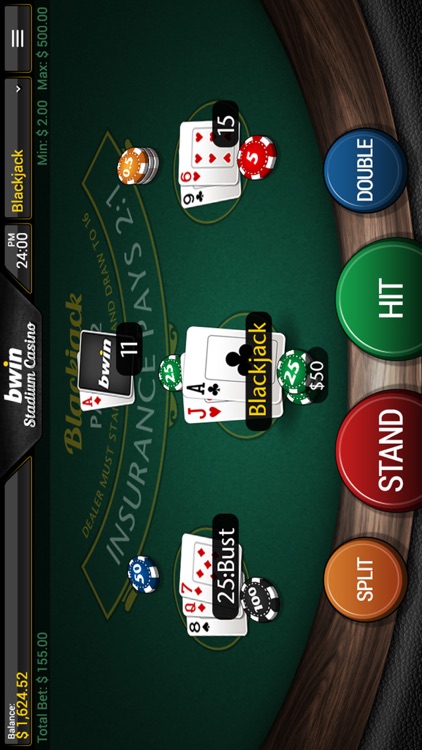 bwin Stadium Casino – Mobile Blackjack, American & European Roulette in 3D