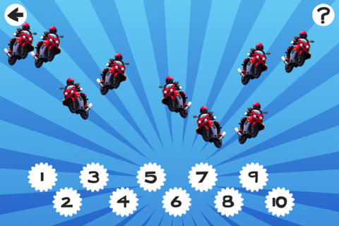 A Motorcycle Counting Game for Children: learn to count 1 - 10 screenshot 2