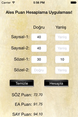 ALES Puan Hesaplama 2015 Yeni screenshot 2