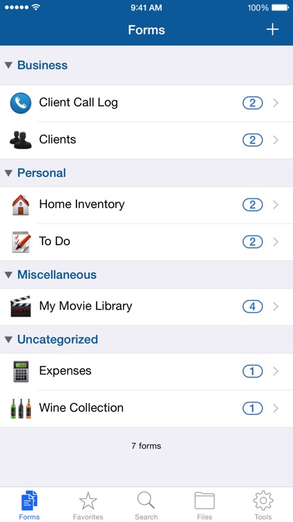 Tap Forms Organizer and Secure Database