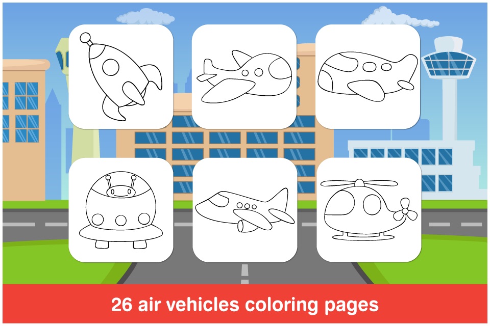 Tabbydo Airplanes Colorbook Free : Coloring pages for Kids, preschoolers and toddlers screenshot 2