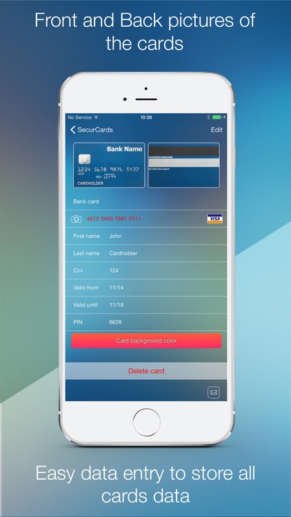 SecurCards: archive and encrypt credit cards and any other card