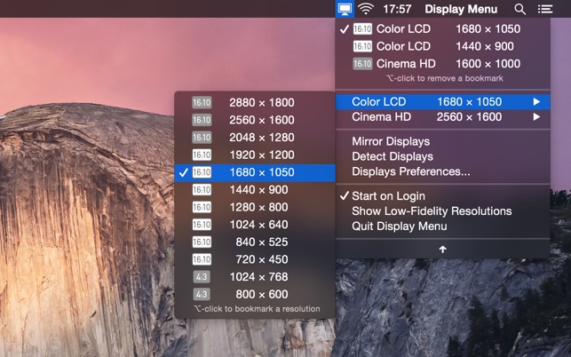 Display menu pro macbook